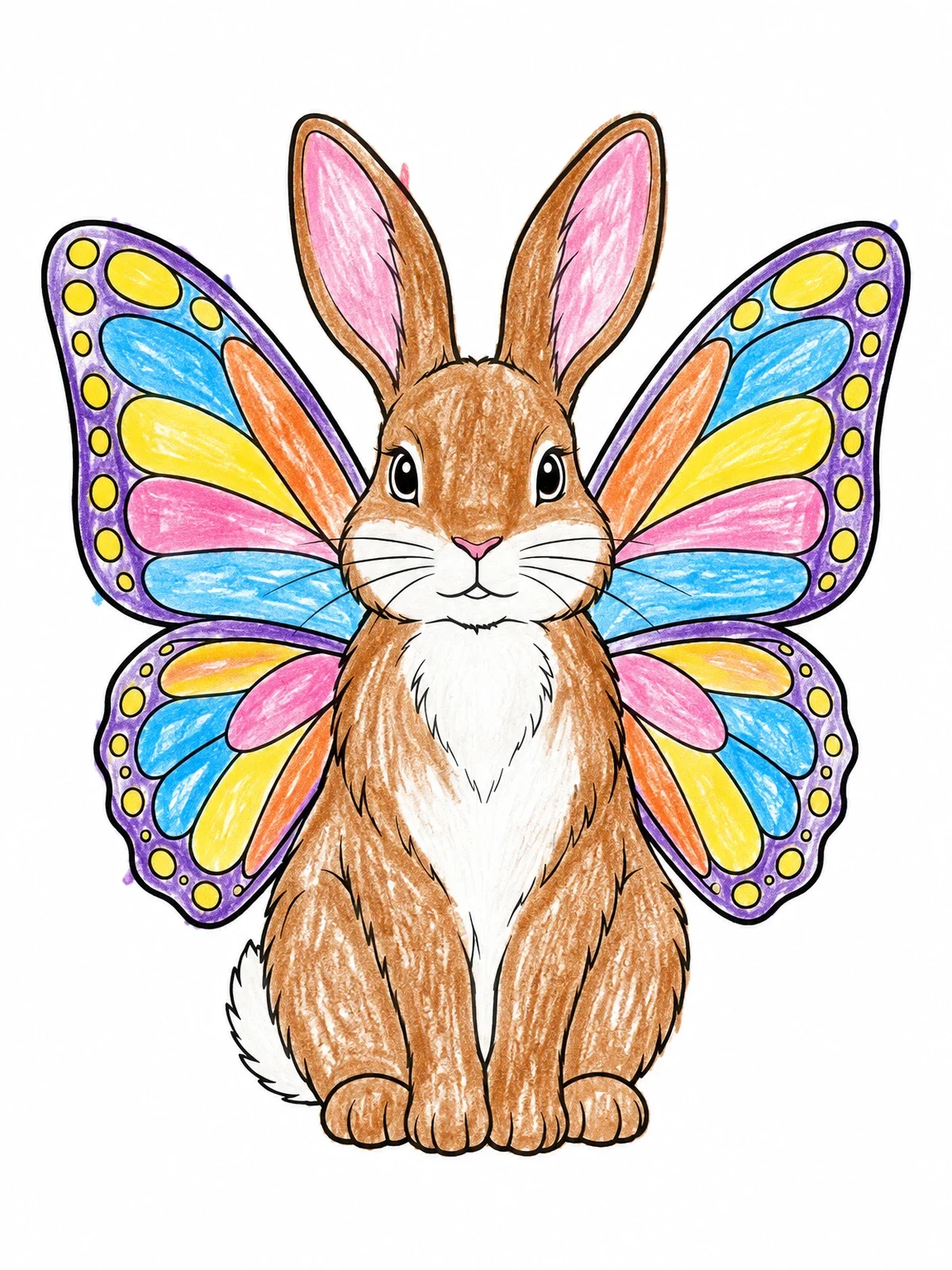 Colored example of the Cute Alebrije Winged Bunny coloring page