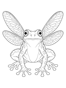 Free printable Winged Frog Alebrije Fantasy Creature coloring page