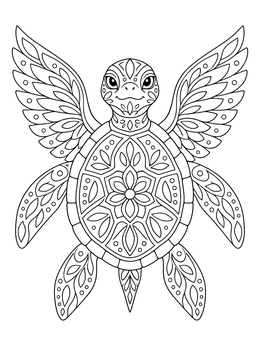 Free printable Winged Sea Turtle Alebrije coloring page