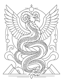 Free printable Winged Serpent Alebrije Fantasy Creature coloring page