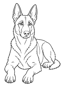 A resting dog in this belgian malinois coloring page.