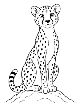 Free printable Alert Cheetah On A Mound coloring page
