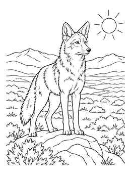 Free printable Alert Coyote On Desert Ridge coloring page
