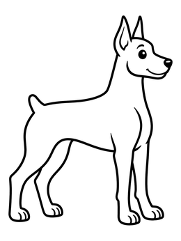 Free printable Alert Doberman Standing In Profile coloring page