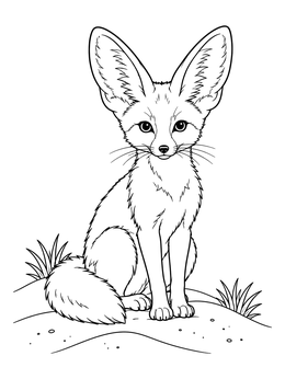 Free printable Alert Fennec Fox On Sand coloring page