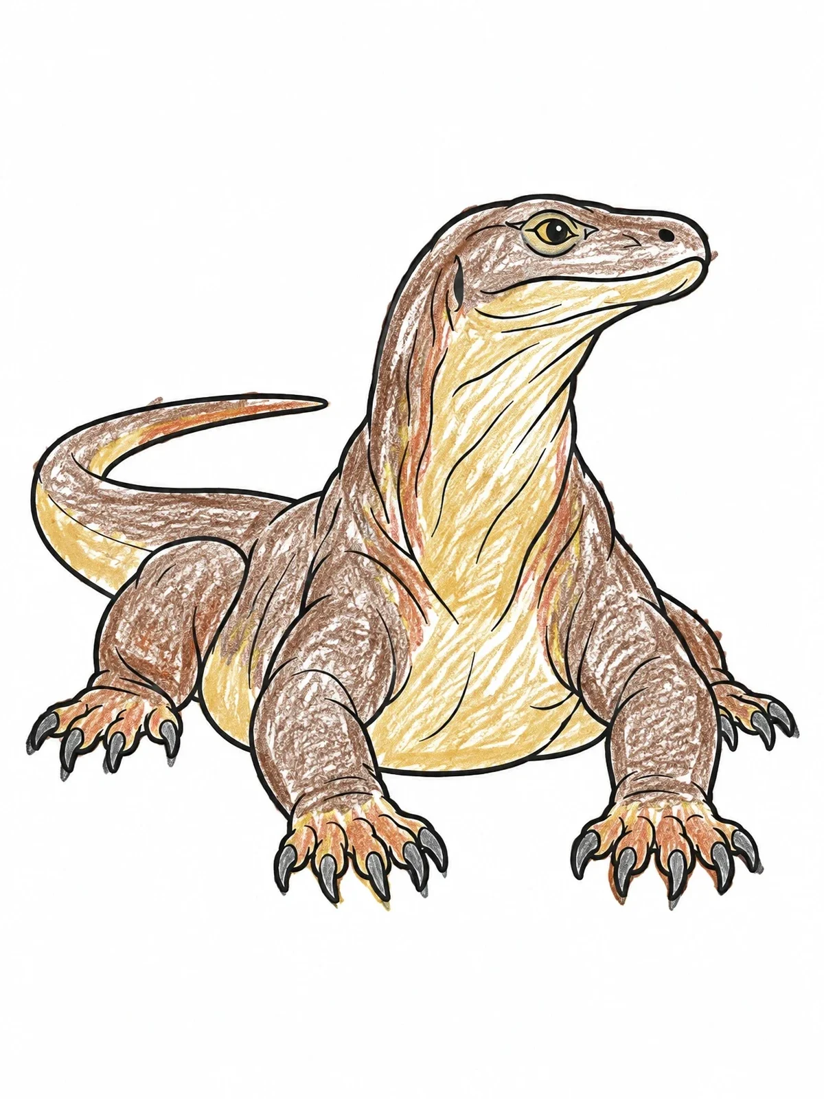 Colored example of the Alert Komodo Dragon Resting coloring page