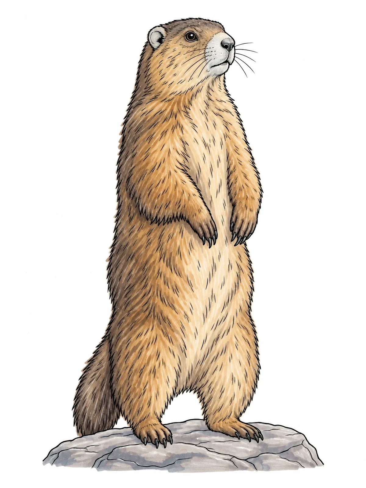 Colored example of the Alert Marmot On A Rock coloring page