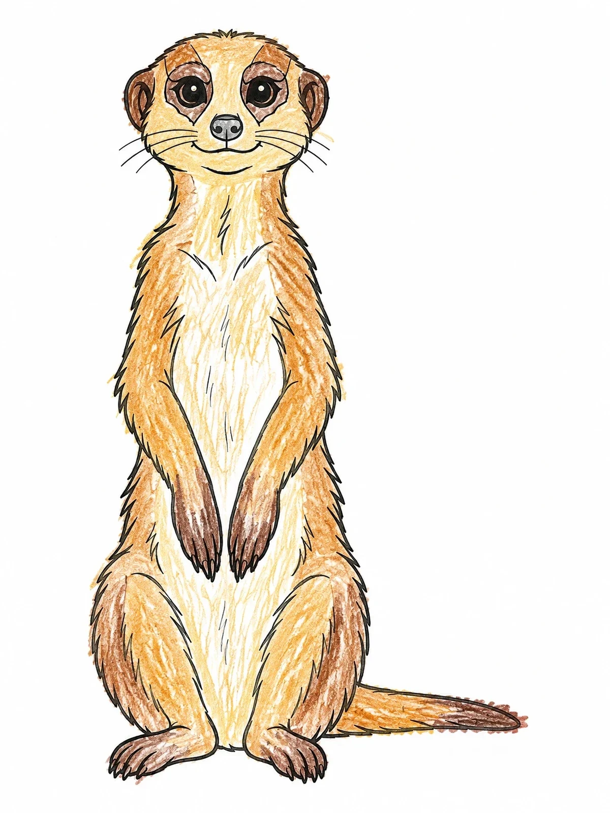 Colored example of the Alert Meerkat Standing Upright coloring page