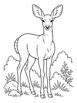 Free printable Alert Mule Deer Doe In Nature coloring page