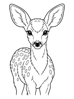 Free printable Alert Mule Deer Fawn Portrait coloring page