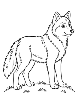Free printable Alert Red Wolf On Grassy Mound coloring page