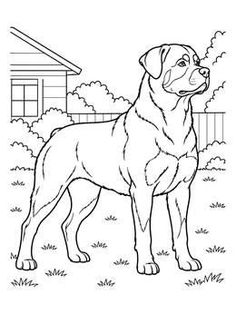 Free printable Alert Rottweiler In The Yard coloring page