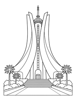 Free printable Martyrs' Memorial In Algiers Line Art coloring page