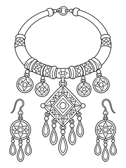 Free printable Traditional Berber Silver Jewelry Set coloring page
