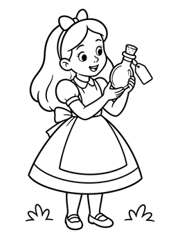 Free printable Alice Holding The Magic Potion coloring page