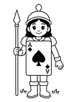 An ace of spades card soldier in this alice in wonderland coloring page.