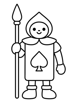 Free printable Cute Playing Card Soldier With Spear coloring page