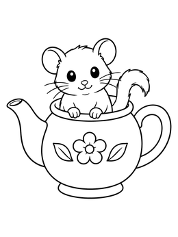 Free printable Cute Dormouse In Teapot coloring page