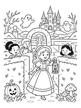 Free printable Spooky Maze Adventure With Lantern coloring page
