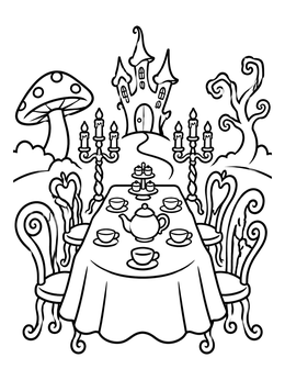 Free printable Spooky Tea Party In Wonderland coloring page