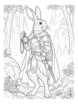 Free printable Armored White Rabbit With Pocket Watch coloring page
