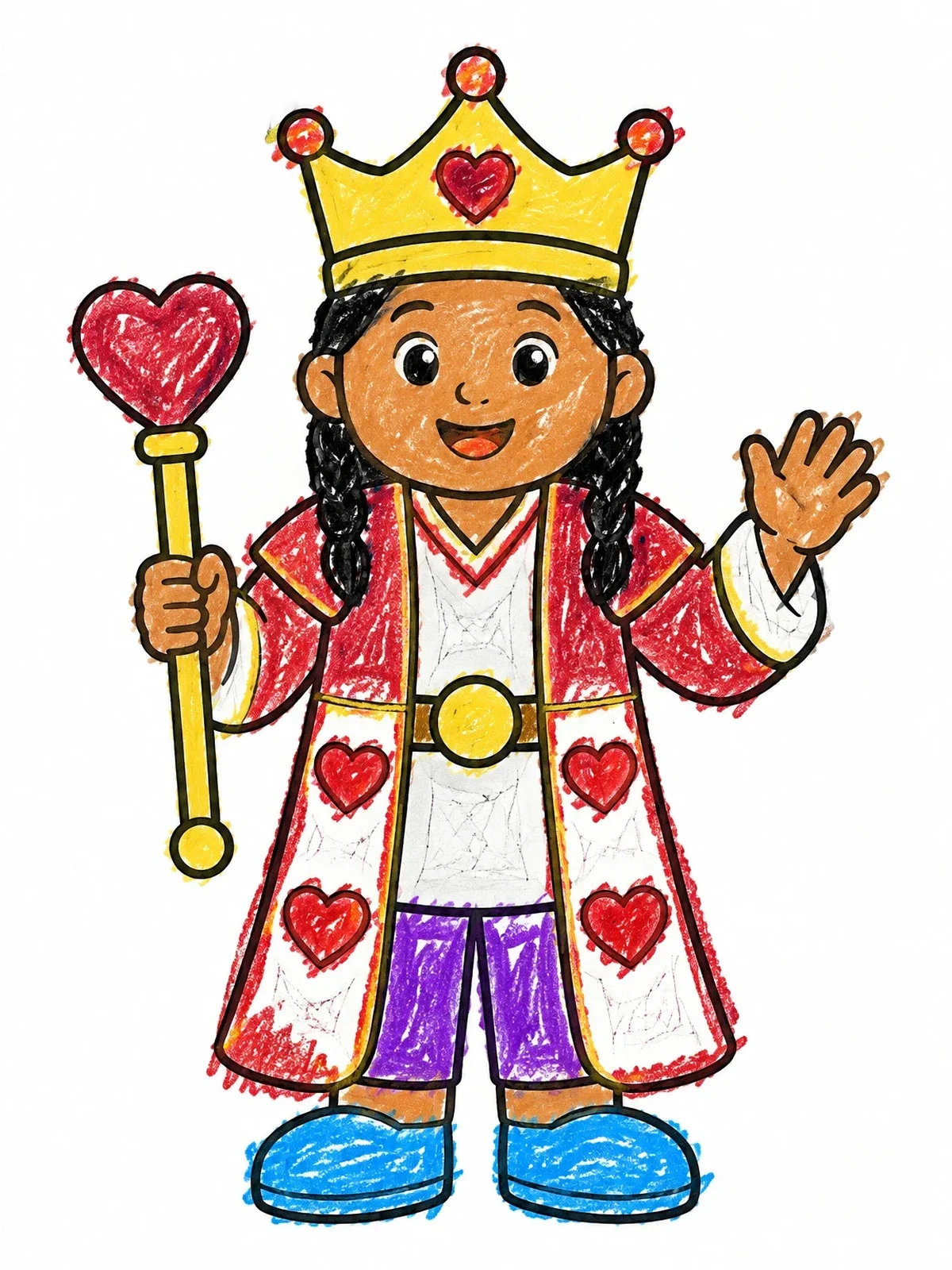 Colored example of the Cute Queen Of Hearts Child coloring page