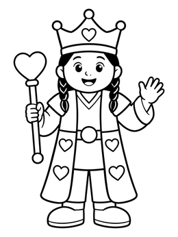 Free printable Cute Queen Of Hearts Child coloring page