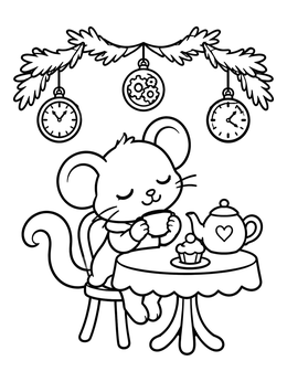 Free printable Sleepy Dormouse Wonderland Tea Party coloring page