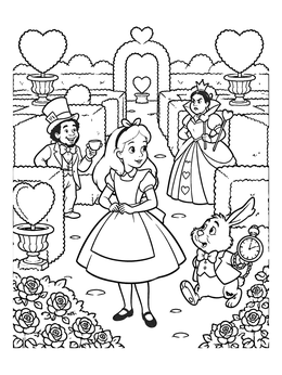Free printable Alice In The Queen's Hedge Maze coloring page