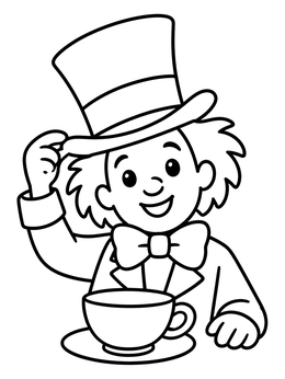Free printable Mad Hatter With Tea Cup coloring page