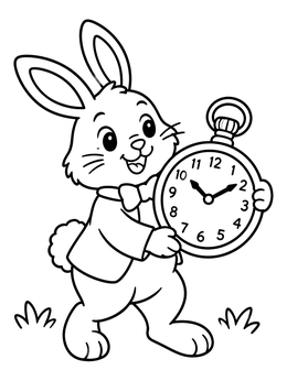 Free printable Cute White Rabbit With Pocket Watch coloring page