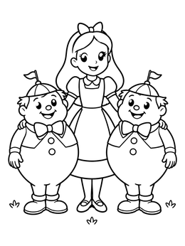 Free printable Alice With Tweedledee And Tweedledum coloring page