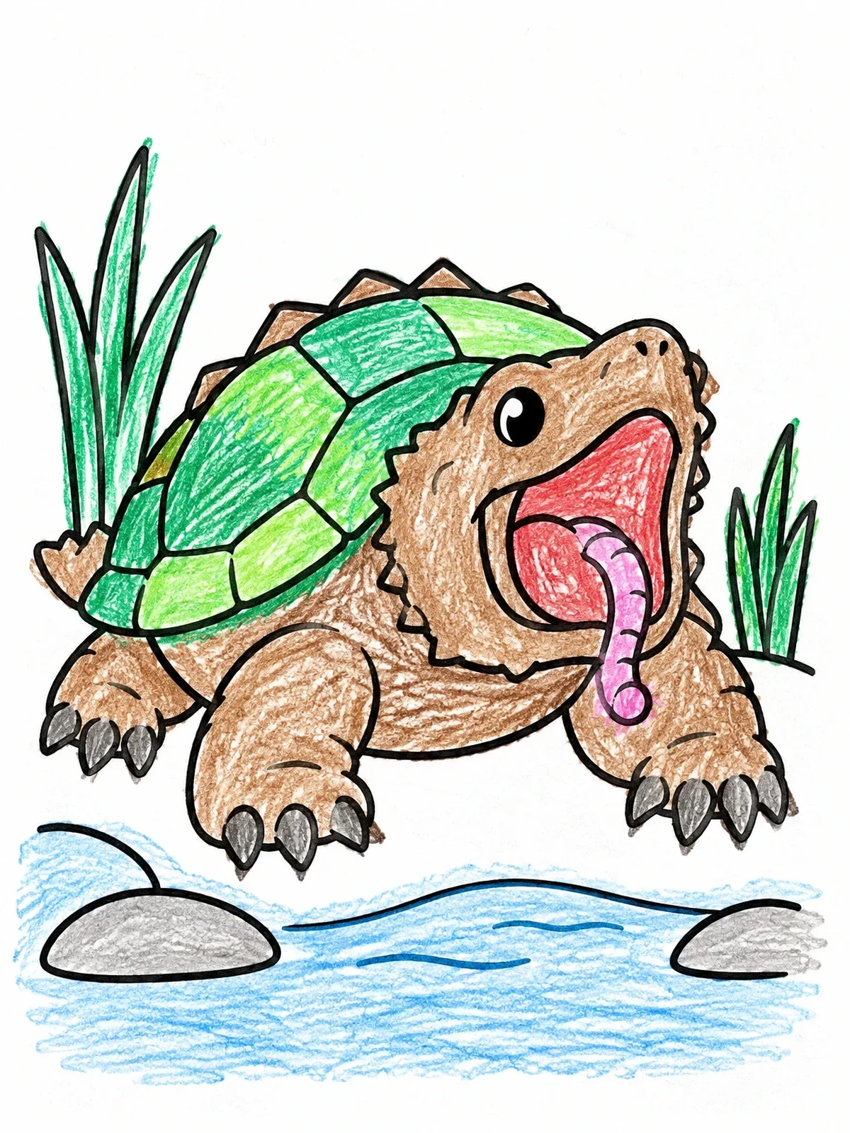 Colored example of the Alligator Snapping Turtle With Tongue Lure coloring page