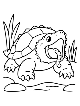Free printable Alligator Snapping Turtle With Tongue Lure coloring page