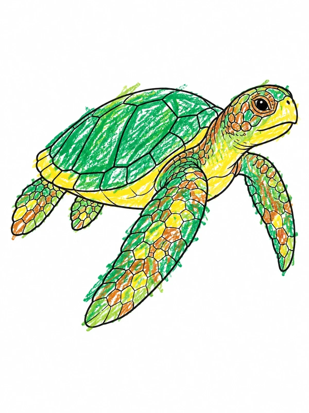 Colored example of the Hawaiian Green Sea Turtle coloring page