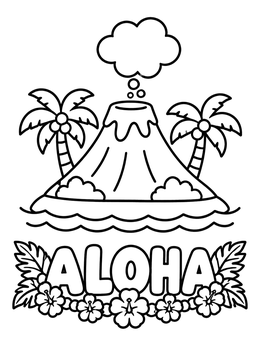 Free printable Aloha Island And Tropical Volcano coloring page