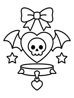 Free printable Cute Pastel Goth Heart And Choker coloring page