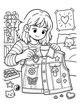 Free printable Decorating A Denim Vest With Patches coloring page