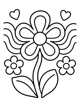 Free printable Psychedelic Retro Daisy With Waves coloring page