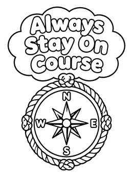Free printable Always Stay On Course Compass coloring page