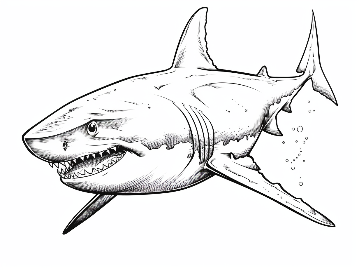 Amazing Underwater Shark Coloring - Coloring Page