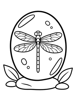 Free printable Dragonfly Preserved In Oval Amber Gemstone coloring page