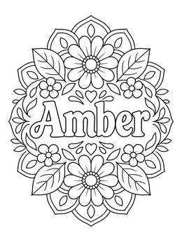 Free printable Personalized Amber Floral Mandala coloring page