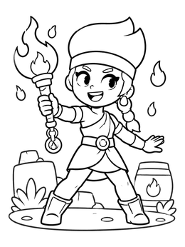 Free printable Amber With Flaming Torch coloring page