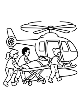 Free printable Rescue Helicopter And Paramedic Team coloring page