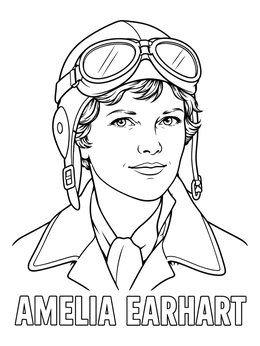 Free printable Amelia Earhart Aviator Portrait coloring page