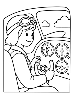 Free printable Amelia Earhart Flying Her Plane coloring page
