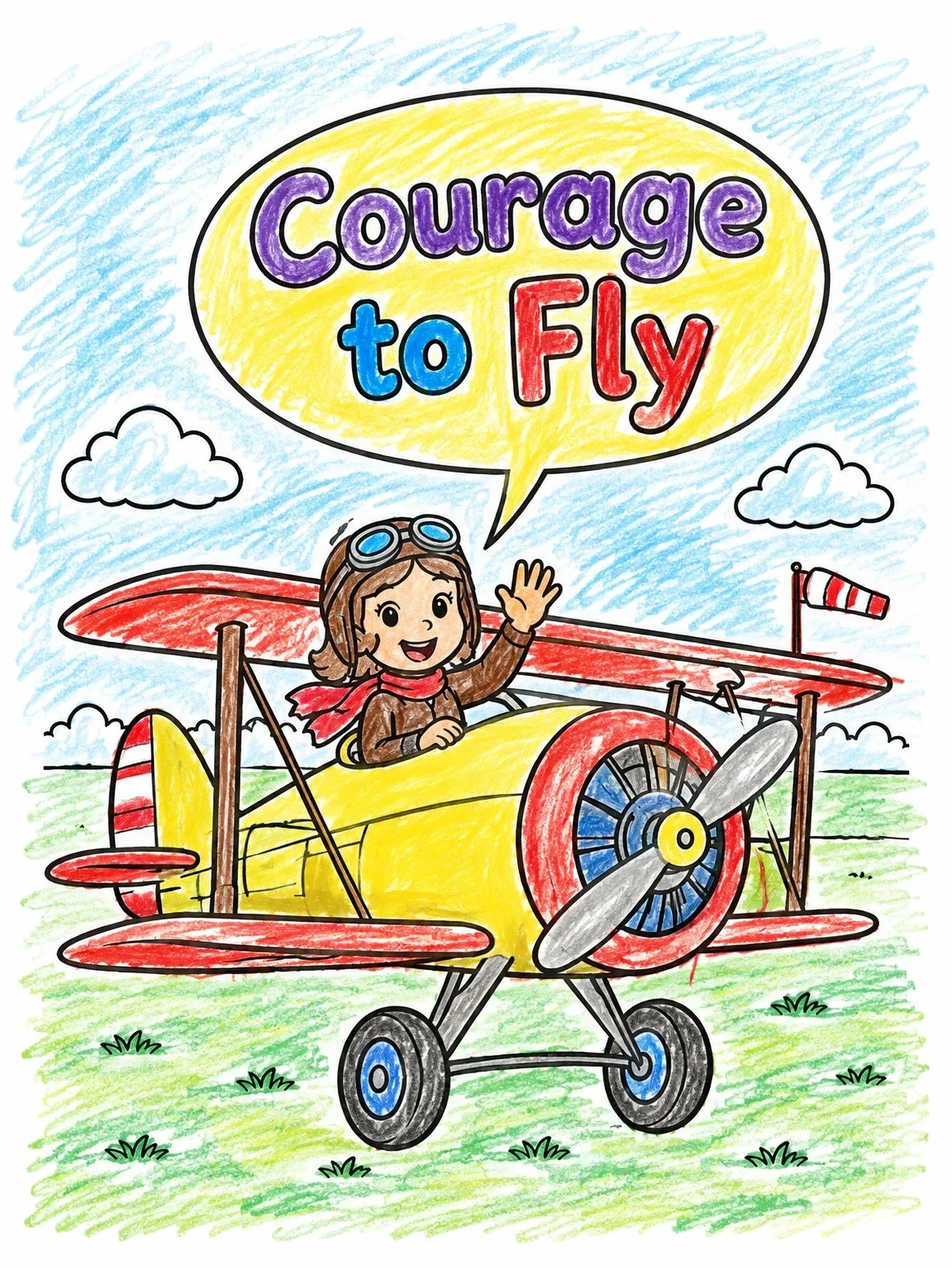 Colored example of the Amelia Earhart Waving From Airplane coloring page