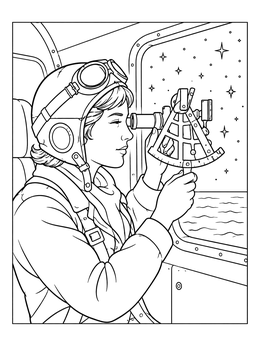 Free printable Amelia Earhart Navigating By Stars coloring page