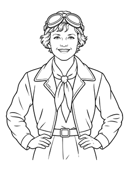 Free printable Amelia Earhart Portrait With Flight Goggles coloring page